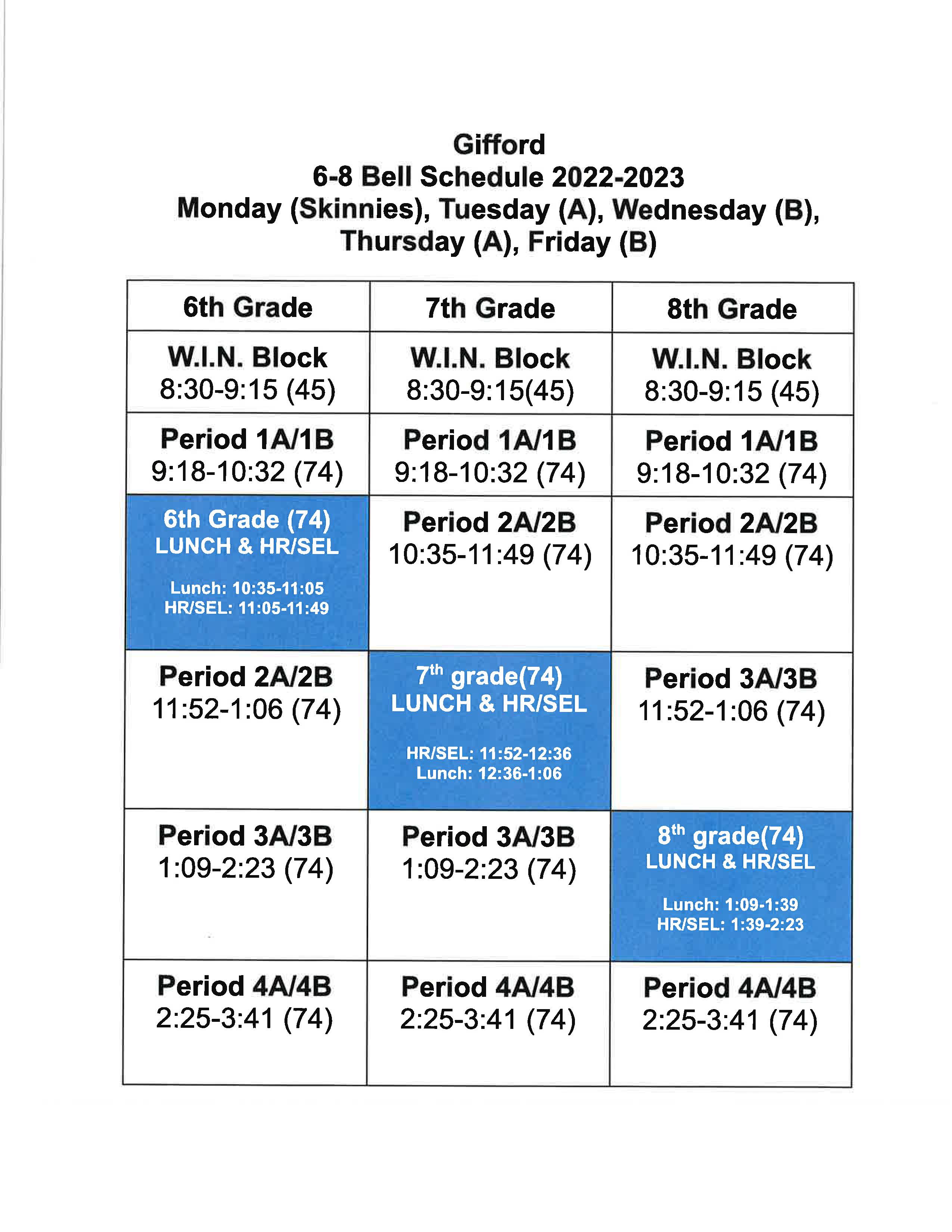New Schedule For Middle School Students Beginning 9/12/22 | RUSD